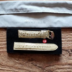 Michele 18 mm cream w/gold leather watch band